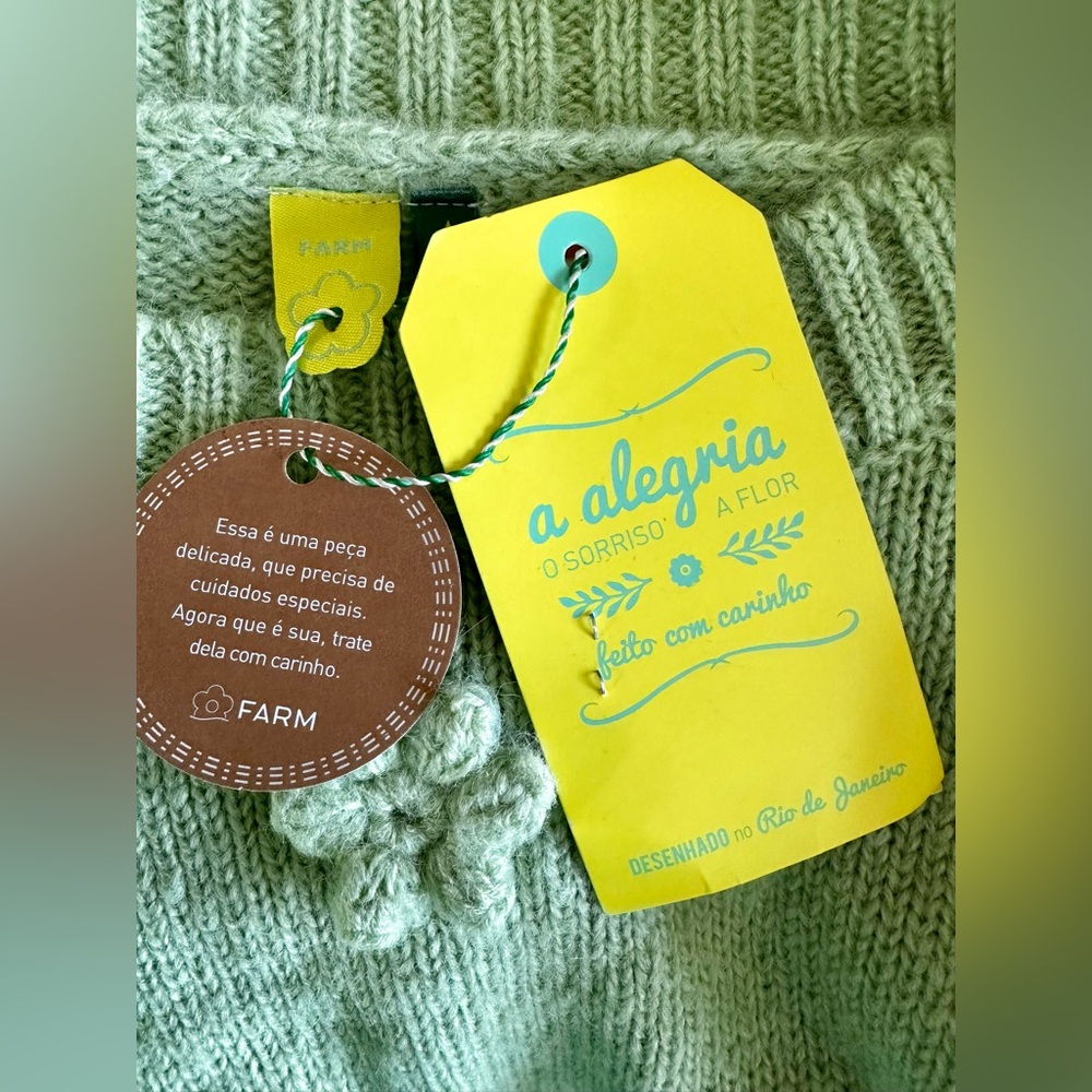 NWT FARM Rio Sweater/Cardigan-Verde Salvi Pull Tricot Artesenal Flores - Picture 6 of 11